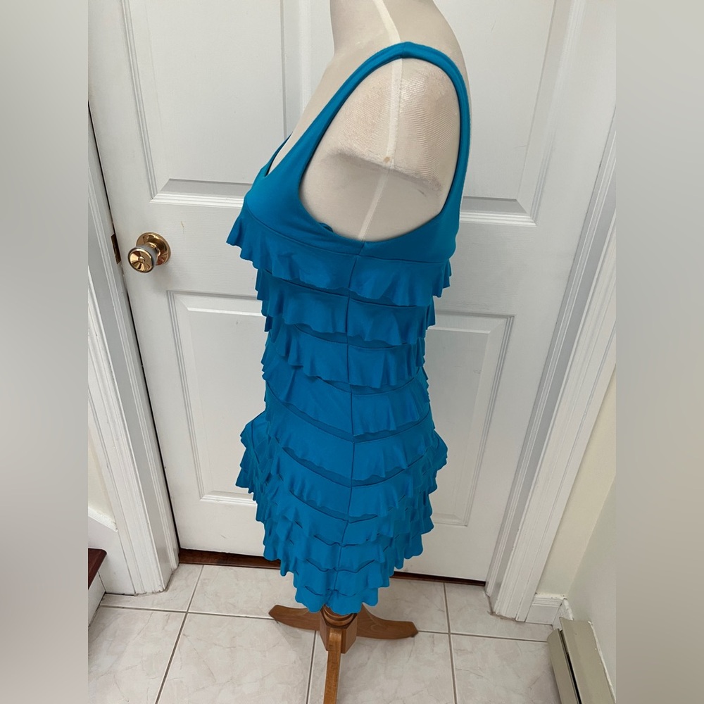 Express Blue Ruffle Midi Dress - Picture 7 of 7